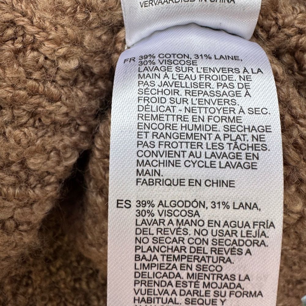REISS Bobbi Chunky Fairisle Pattern Knit Funnel Neck Jumper In Brown Size Large - Picture 9 of 11
